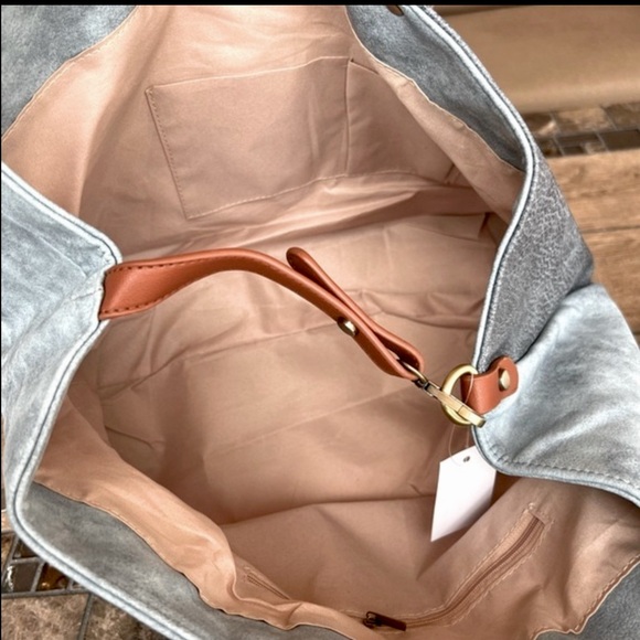 Blue Faux Leather Convertible HOBO Bag - Picture 8 of 14